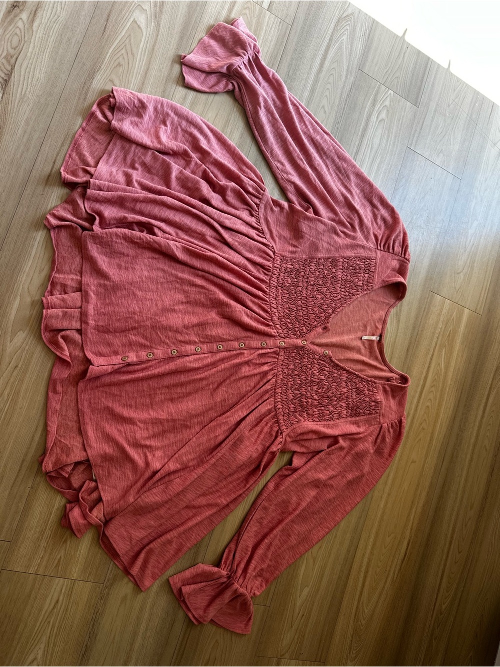 Free People Dusty Rose Button-Front Tunic Top